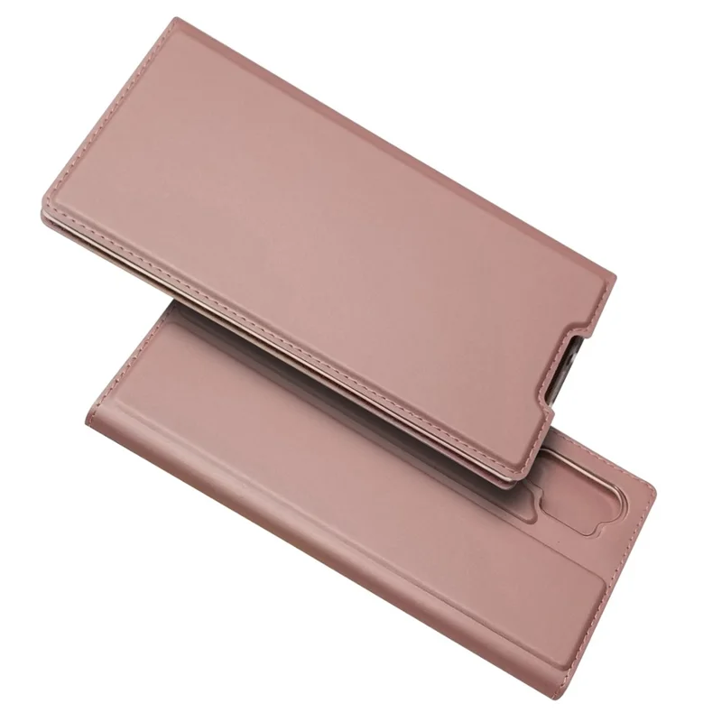 Magnetic Adsorption Leather Card Holder Phone Shell for Samsung Galaxy Note 10 Plus/Note 10 Plus 5G - Rose Gold