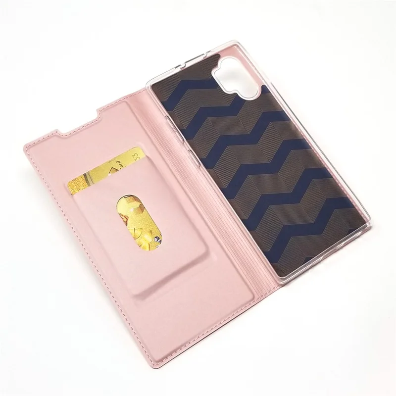Magnetic Adsorption Leather Card Holder Phone Shell for Samsung Galaxy Note 10 Plus/Note 10 Plus 5G - Rose Gold