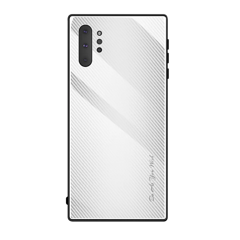 Texture Gradient Tempered Glass Back + Soft TPU Edge Phone Shell for Samsung Galaxy Note 10 Plus/Note 10 Plus 5G - Light Grey/White