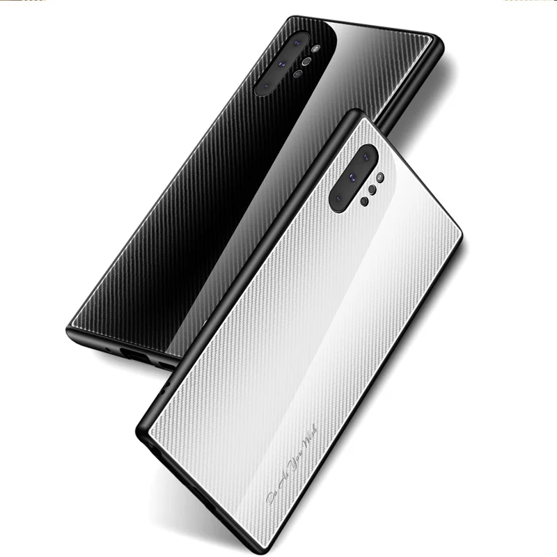Texture Gradient Tempered Glass Back + Soft TPU Edge Phone Shell for Samsung Galaxy Note 10 Plus/Note 10 Plus 5G - Light Grey/White