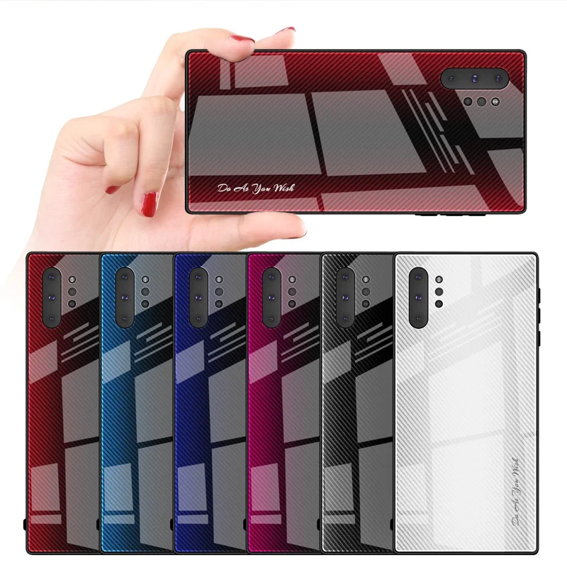 Texture Gradient Tempered Glass Back + Soft TPU Edge Phone Shell for Samsung Galaxy Note 10 Plus/Note 10 Plus 5G - Light Grey/White
