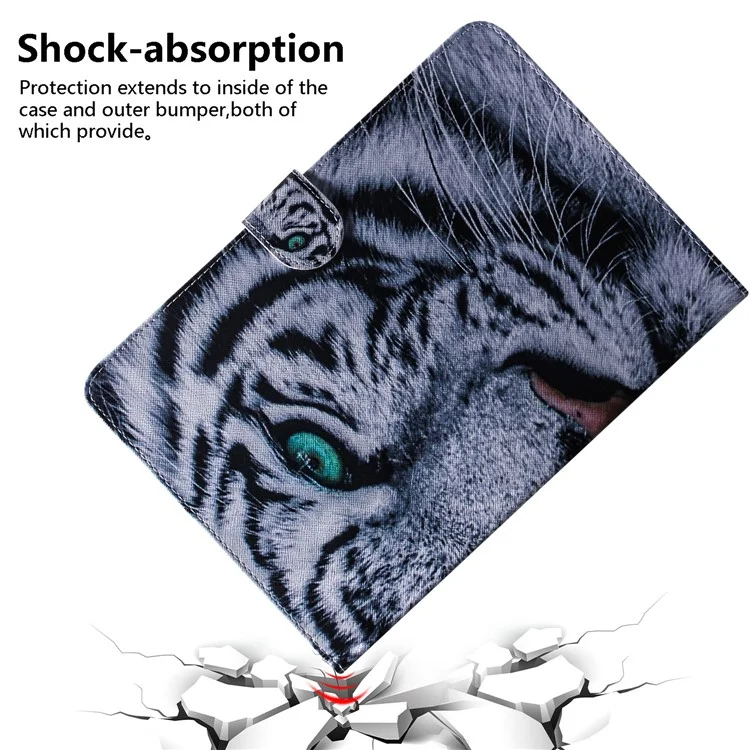 Impression de motifs en cuir PU + étui portefeuille stand TPU pour Samsung Galaxy Tab A 8.0 Wi-Fi (2019) T290/ LTE T295 - Tigre