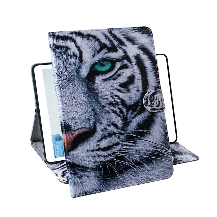 Impression de motifs en cuir PU + étui portefeuille stand TPU pour Samsung Galaxy Tab A 8.0 Wi-Fi (2019) T290/ LTE T295 - Tigre