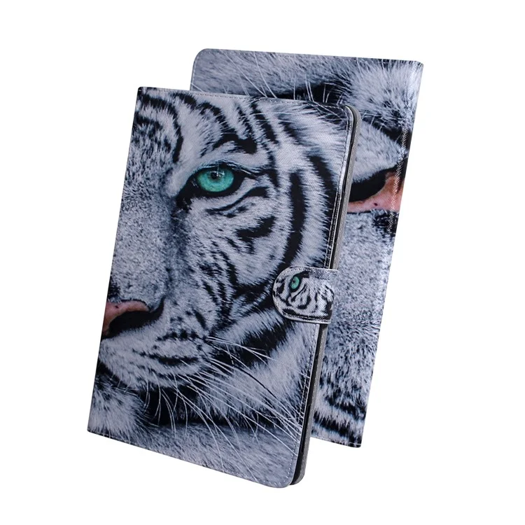 Impression de motifs en cuir PU + étui portefeuille stand TPU pour Samsung Galaxy Tab A 8.0 Wi-Fi (2019) T290/ LTE T295 - Tigre