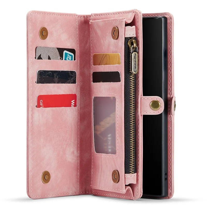 CASEME 008 Series for Samsung Galaxy Note 10 / Note 10 5G PU Leather Wallet Case Multi-function Magnetic Detachable Stand Phone Cover - Pink