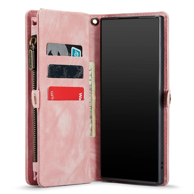 CASEME 008 Series for Samsung Galaxy Note 10 / Note 10 5G PU Leather Wallet Case Multi-function Magnetic Detachable Stand Phone Cover - Pink