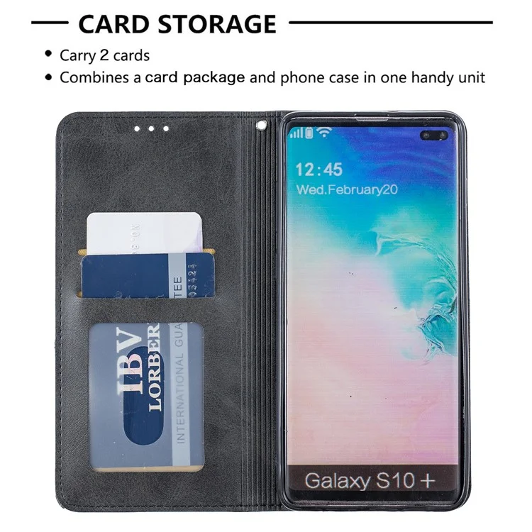 Étui de Téléphone en Cuir Géométrique Avec Des Emplacements de Carte Pour Samsung Galaxy S10 Plus - le Noir