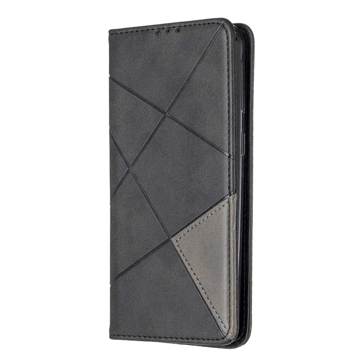 Geometric Pattern Leather Phone Casing for Samsung Galaxy A40 - Black