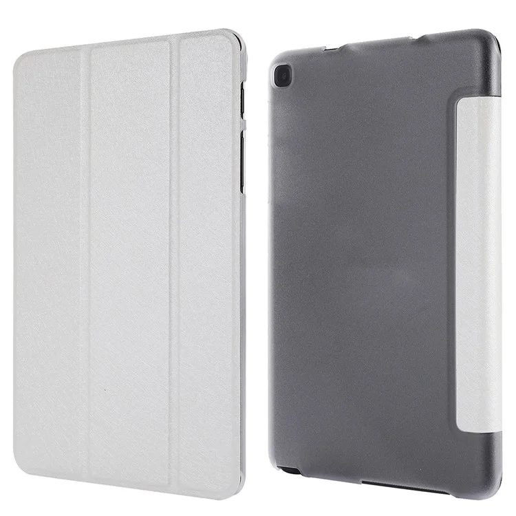 Silk Texture Tri-fold Stand Leather Case for Samsung Galaxy Tab A 8.0 Wi-Fi (2019) T290/ LTE T295 - White