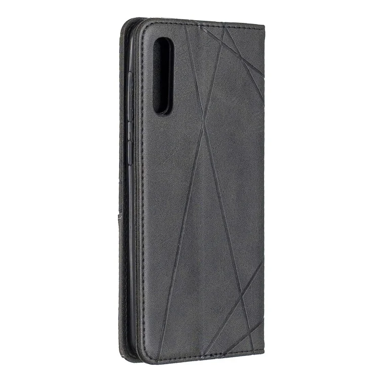 Geometric Pattern Leather Phone Case with Stand for Samsung Galaxy A50/A50s/A30s - Black