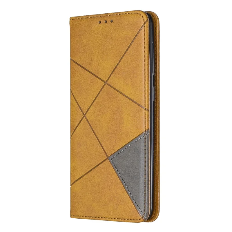 Geometric Pattern Leather Phone Case with Stand for Samsung Galaxy A50 / A50s / A30s - Yellow