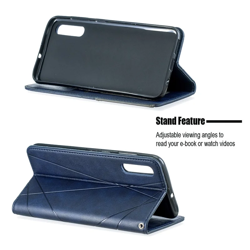 Geometric Pattern Leather Phone Case with Stand for Samsung Galaxy A50 / A50s / A30s - Blue