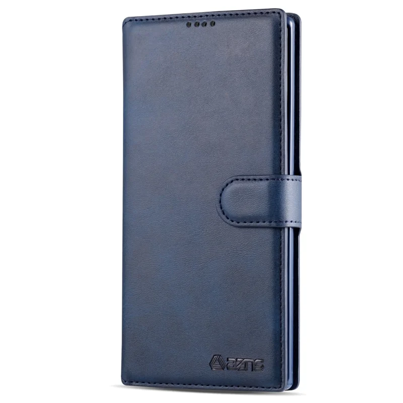 AZNS Leather Wallet Phone Shell for Samsung Galaxy Note 10 Plus / Note 10 Plus 5G - Blue