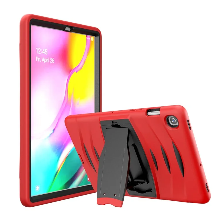 Shockproof PC + Silicone Tablet Hybrid Case with Kickstand and Pen Slot for Samsung Galaxy Tab S5e SM-T720 - Red