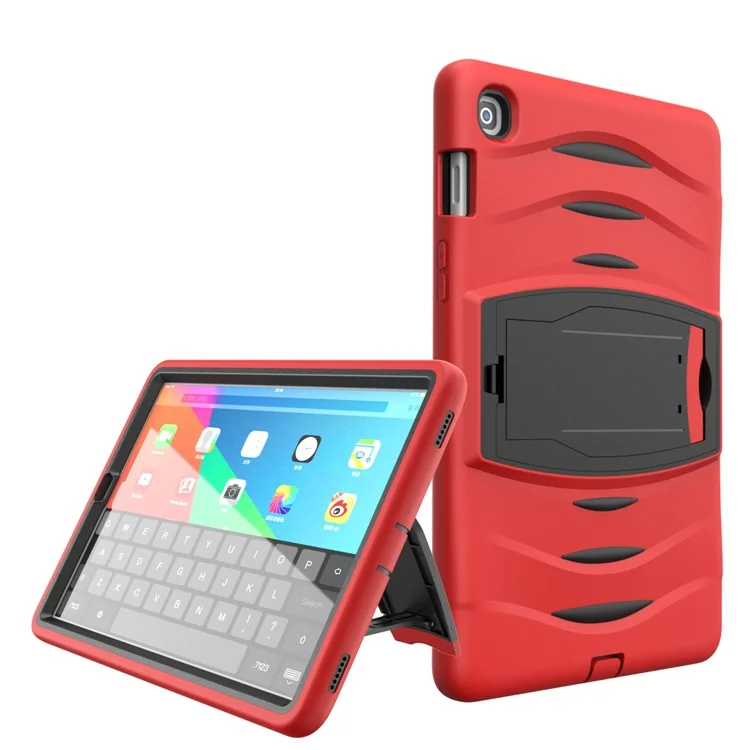 Shockproof PC + Silicone Tablet Hybrid Case with Kickstand and Pen Slot for Samsung Galaxy Tab S5e SM-T720 - Red