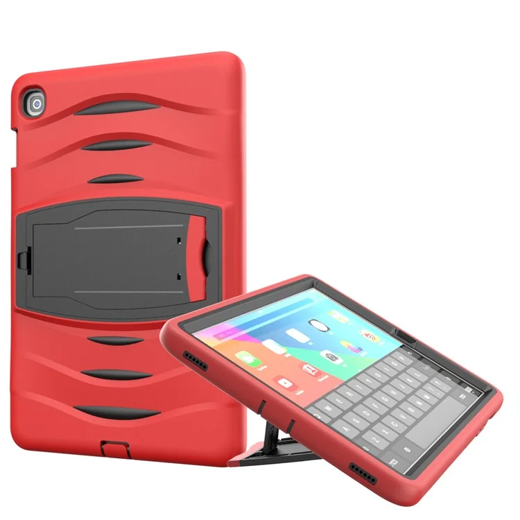 Shockproof PC + Silicone Tablet Hybrid Case with Kickstand and Pen Slot for Samsung Galaxy Tab S5e SM-T720 - Red
