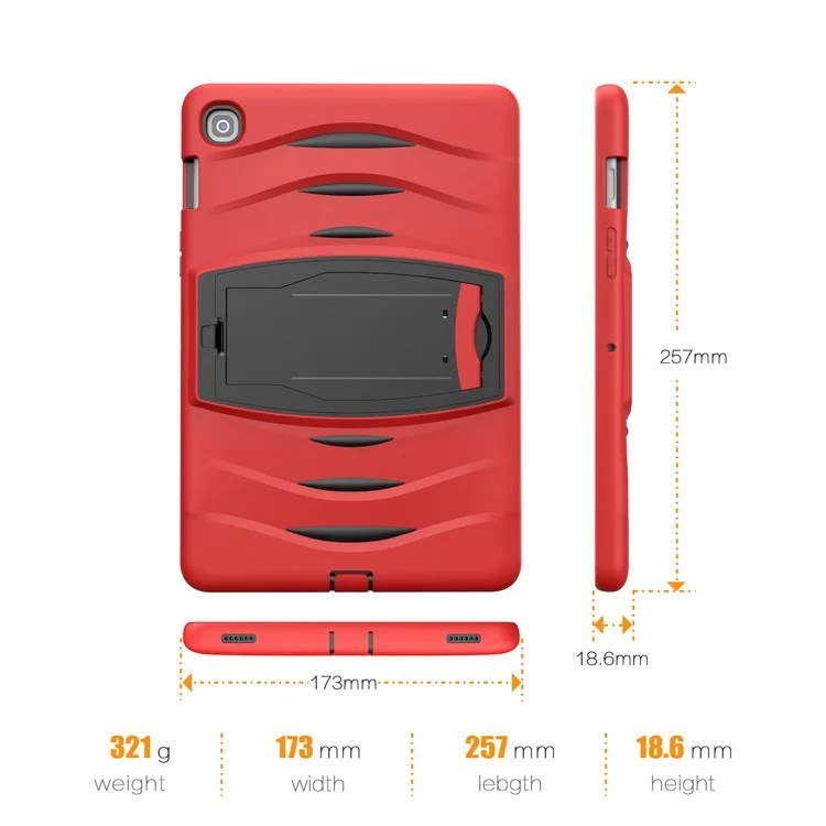 Shockproof PC + Silicone Tablet Hybrid Case with Kickstand and Pen Slot for Samsung Galaxy Tab S5e SM-T720 - Red