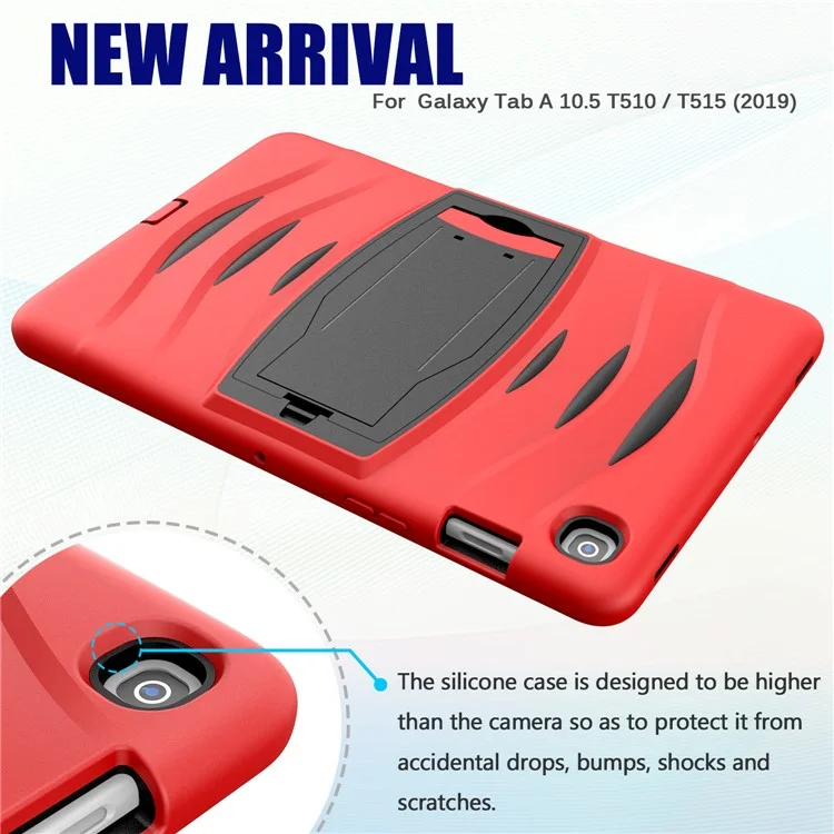 Shockproof PC + Silicone Tablet Hybrid Case with Kickstand and Pen Slot for Samsung Galaxy Tab S5e SM-T720 - Red