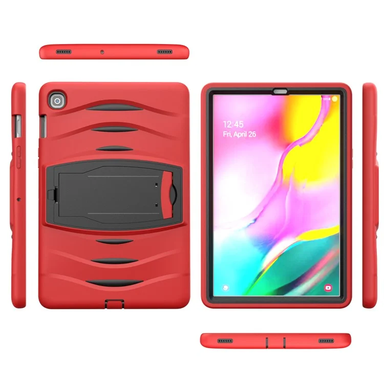 Shockproof PC + Silicone Tablet Hybrid Case with Kickstand and Pen Slot for Samsung Galaxy Tab S5e SM-T720 - Red