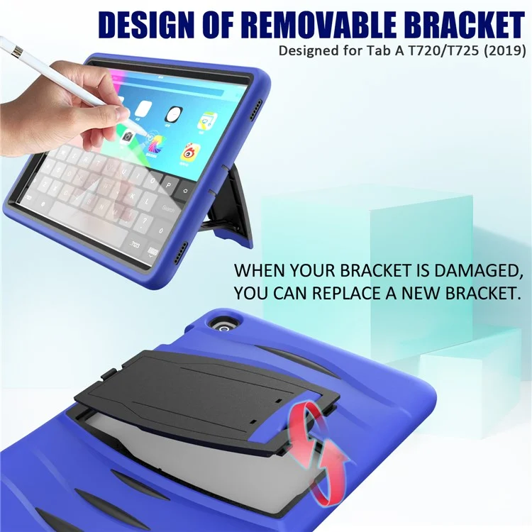 Shockproof PC + Silicone Tablet Hybrid Case with Kickstand and Pen Slot for Samsung Galaxy Tab S5e SM-T720 - Blue