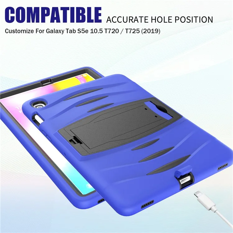 Shockproof PC + Silicone Tablet Hybrid Case with Kickstand and Pen Slot for Samsung Galaxy Tab S5e SM-T720 - Blue
