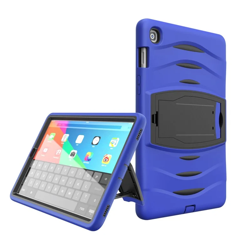 Shockproof PC + Silicone Tablet Hybrid Case with Kickstand and Pen Slot for Samsung Galaxy Tab S5e SM-T720 - Blue