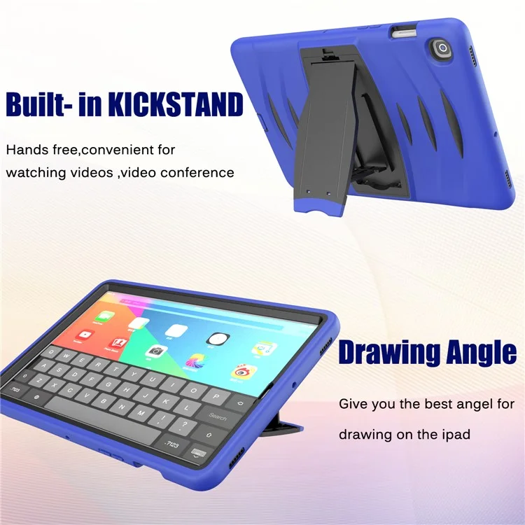 Shockproof PC + Silicone Tablet Hybrid Case with Kickstand and Pen Slot for Samsung Galaxy Tab S5e SM-T720 - Blue