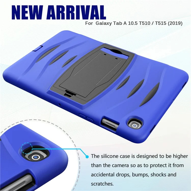 Shockproof PC + Silicone Tablet Hybrid Case with Kickstand and Pen Slot for Samsung Galaxy Tab S5e SM-T720 - Blue