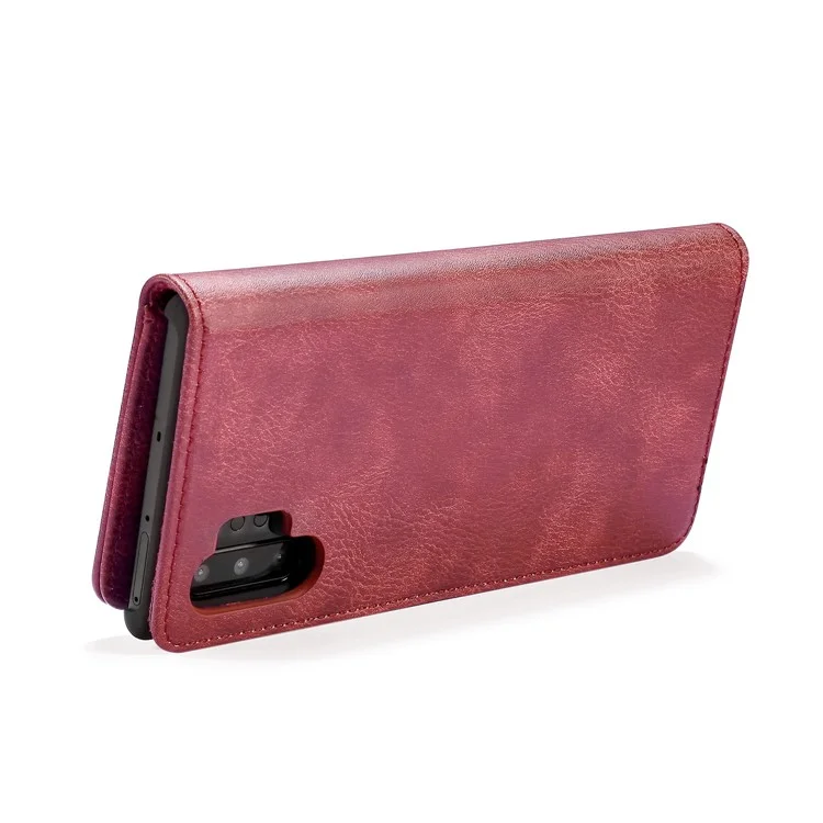 DG.MING Phone Case for Samsung Galaxy Note 10 Plus / Note 10 Plus 5G Detachable 2-in-1 Wallet Split Leather + PC Back Cover - Red