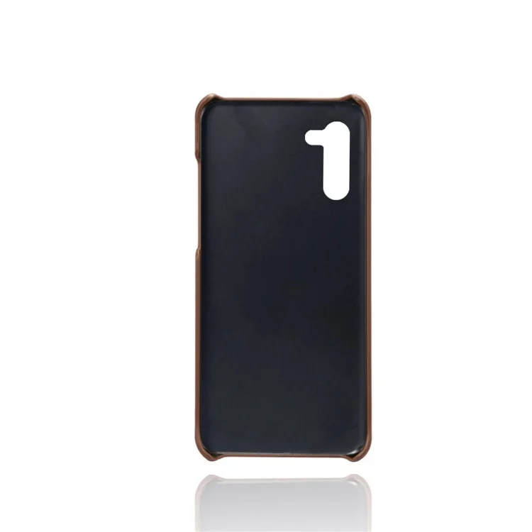 KSQ Double Card Slots Étui en PU Cuir Enduit en Plastique Rigide pour Samsung Galaxy Note 10 / Note 10 5G - Marron
