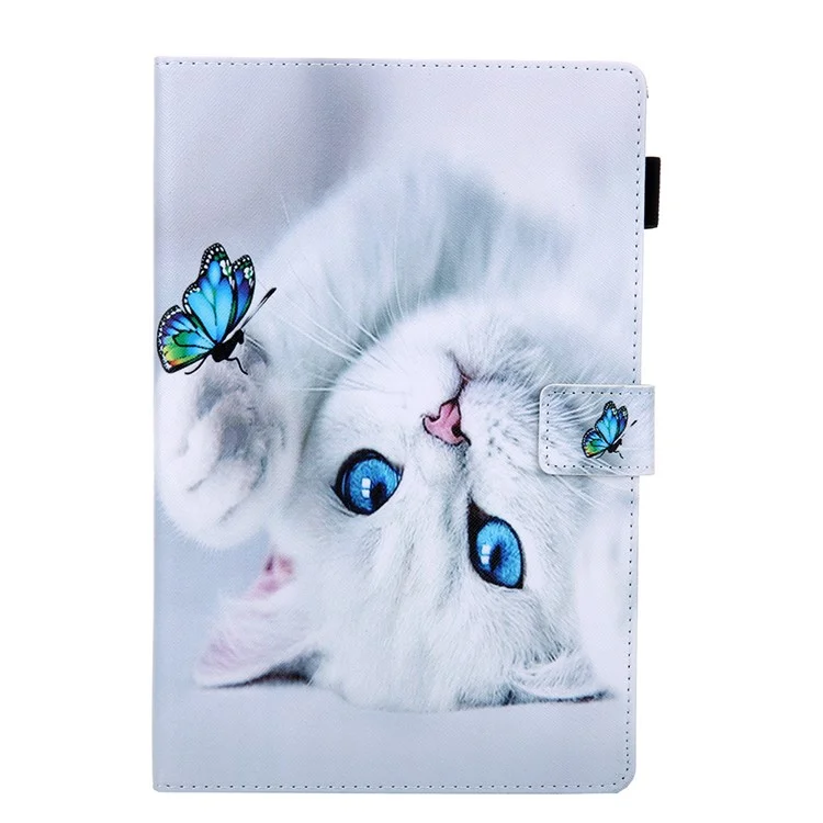 Père Impression PU Leather + TPU Stand Tablet Case Pour Samsung Galaxy Tab S5e SM-T720 - Chat