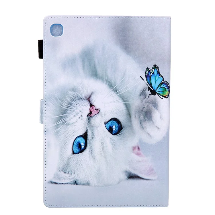 Musterdruck PU Leder + TPU Stand Tablet Hülle Für Samsung Galaxy Tab S5e SM-T720 - Katze