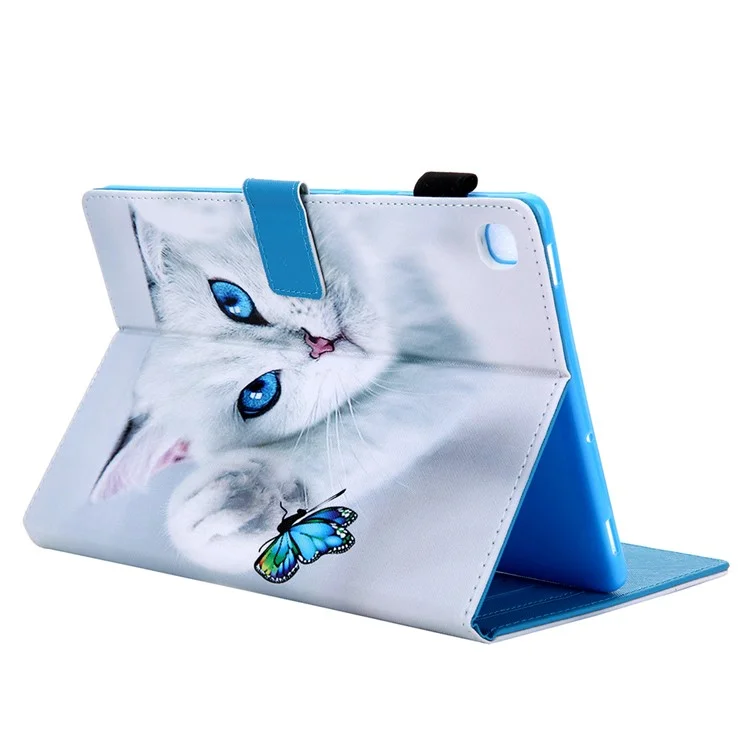 Impressão de Padrões de Couro PU + TPU Stand Tablet Case Para Samsung Galaxy Tab S5e SM-T720 - Gato