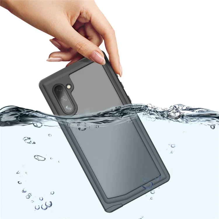 REDPEPPER IP68 Waterproof Protection Phone Case Covering for Samsung Galaxy Note 10 [Support Fingerprint Unlock] [Clear Back] - Black