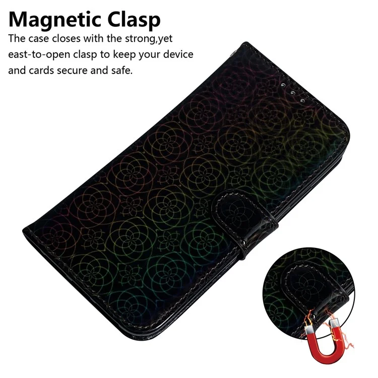 For Samsung Galaxy A80 / A90 Clean Color Flower Pattern Wallet Stand Leather Phone Cover Protective Phone Case with Lanyard - Black