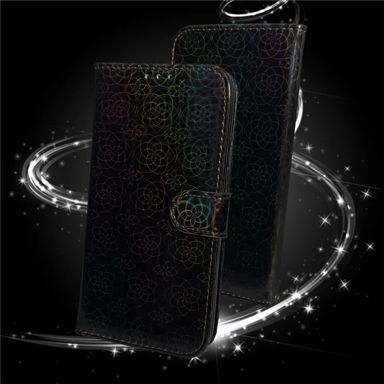 For Samsung Galaxy A80 / A90 Clean Color Flower Pattern Wallet Stand Leather Phone Cover Protective Phone Case with Lanyard - Black