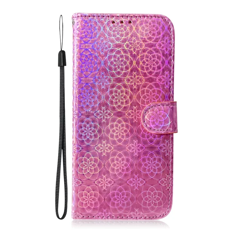 Phone Case for Samsung Galaxy A20e Flower Pattern TPU + PU Leather Stand Wallet Phone Cover Shell - Pink