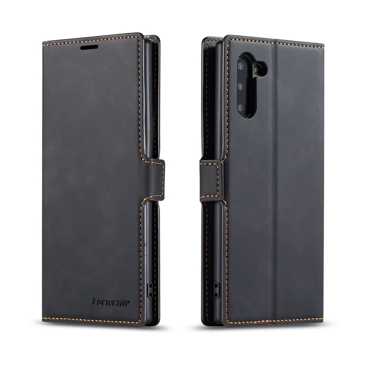 Forwenw Fantasy-Serie Seidig Touch Leder Brieftasche Telefon Fall Für Samsung Galaxy Note 10 / Anmerkung 10 5g - Schwarz