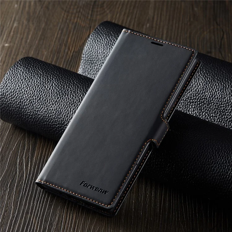 Forwenw Fantasy-Serie Seidig Touch Leder Brieftasche Telefon Fall Für Samsung Galaxy Note 10 / Anmerkung 10 5g - Schwarz