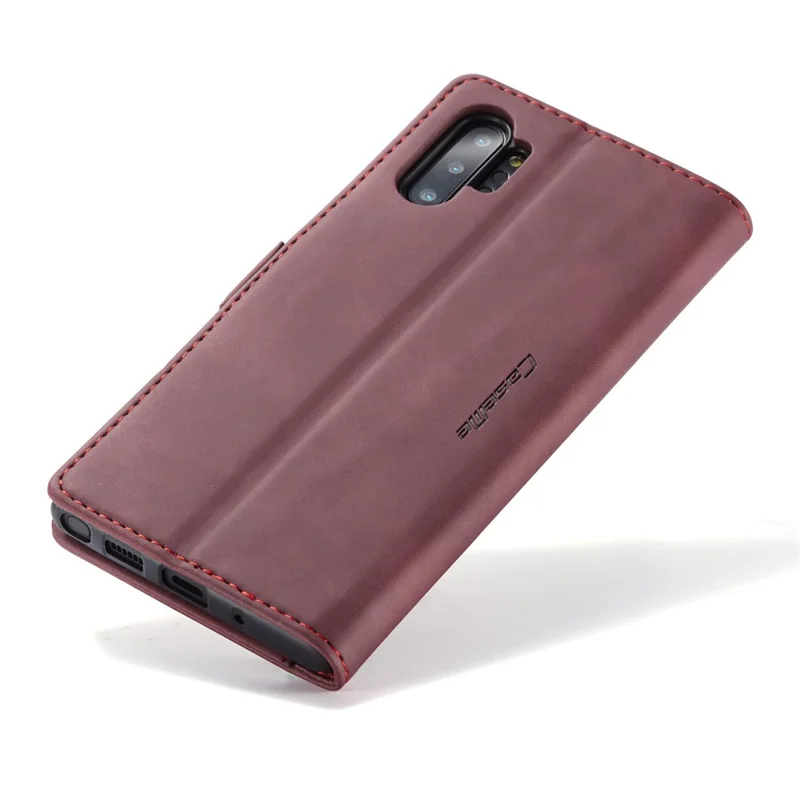 CASEME 013 Series Auto-absorbed Flip Leather Wallet Shell for Samsung Galaxy Note 10 Plus/10 Plus 5G - Red