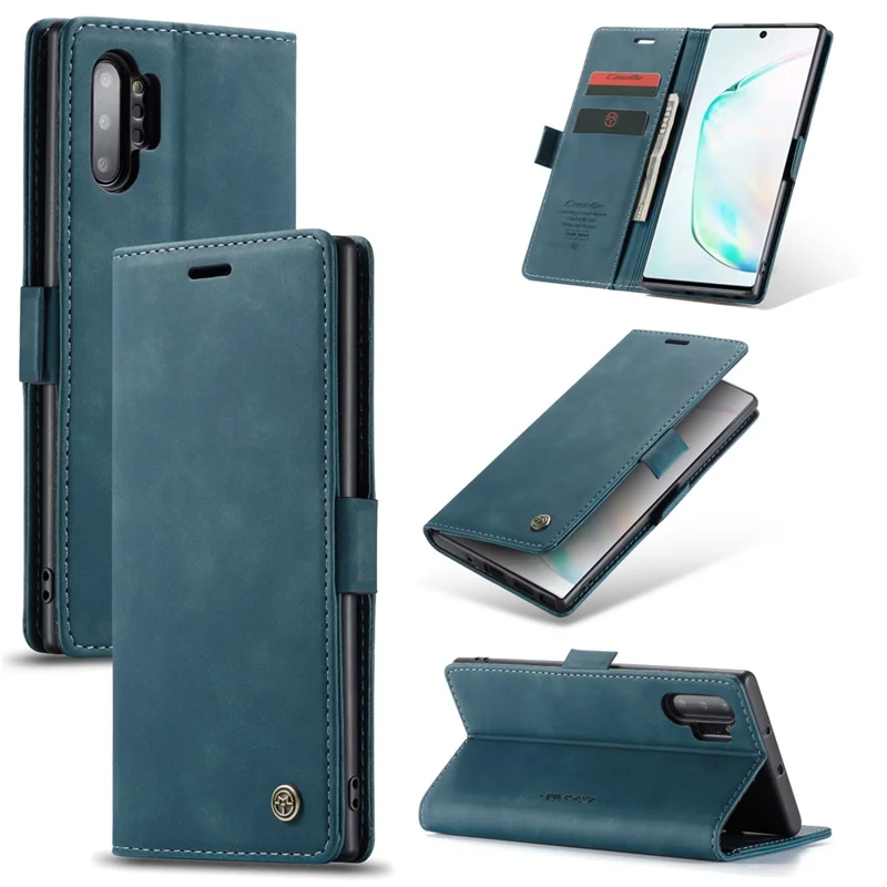 CASEME 013 Series Auto-absorbed Flip Leather Wallet Shell for Samsung Galaxy Note 10 Plus/10 Plus 5G - Green