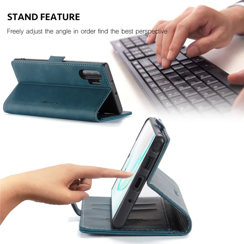 CASEME 013 Series Auto-absorbed Flip Leather Wallet Shell for Samsung Galaxy Note 10 Plus/10 Plus 5G - Green