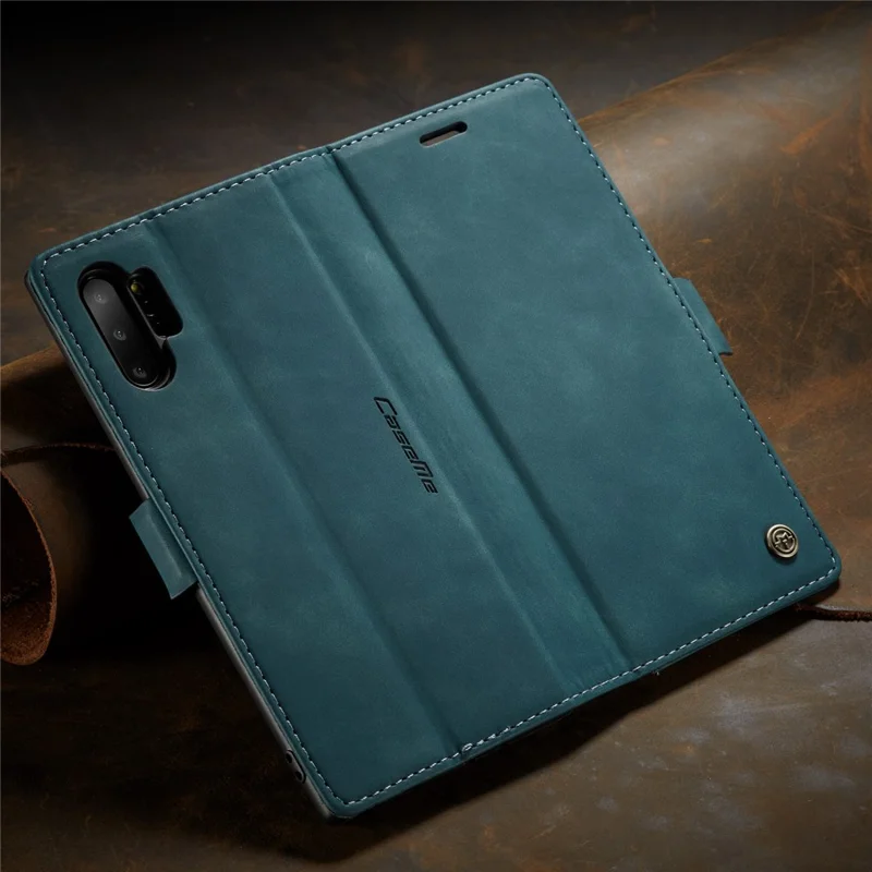 CASEME 013 Series Auto-absorbed Flip Leather Wallet Shell for Samsung Galaxy Note 10 Plus/10 Plus 5G - Green