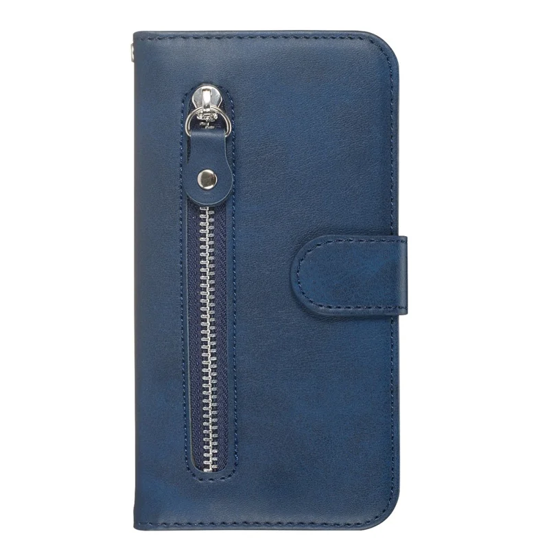 Zipper Pocket Wallet Stand Flip Leather Phone Shell for Samsung Galaxy A20e - Blue