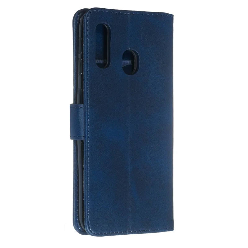 Zipper Pocket Wallet Stand Flip Leather Phone Shell for Samsung Galaxy A20e - Blue