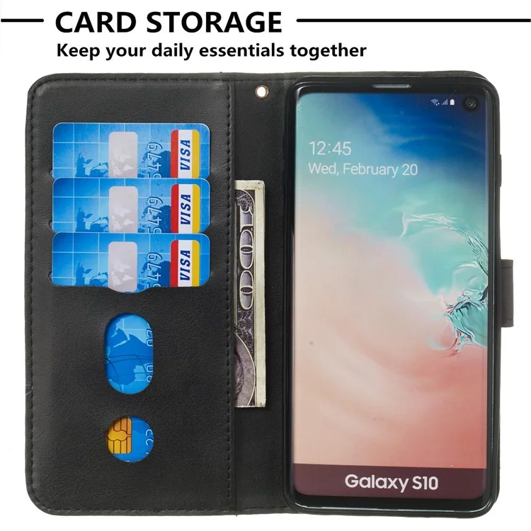 Cas De Poche À Glissière En Cuir Magnétique Pour Samsung Galaxy S10 - Noir
