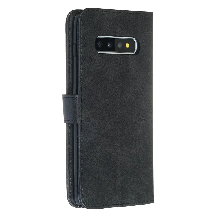 Boîtier De Téléphone Protecteur De Portefeuille À Glissière Avec Support Pour Samsung Galaxy S10 Plus - Noir