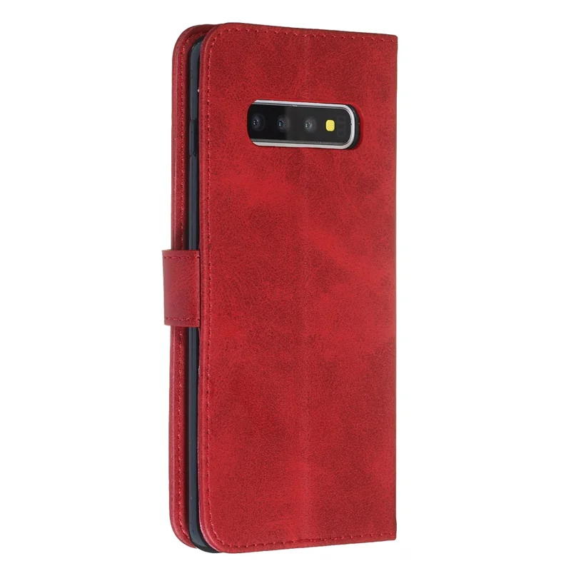 Zipper Wallet Leather Stand Protective Phone Casing with Stand for Samsung Galaxy S10 Plus - Red