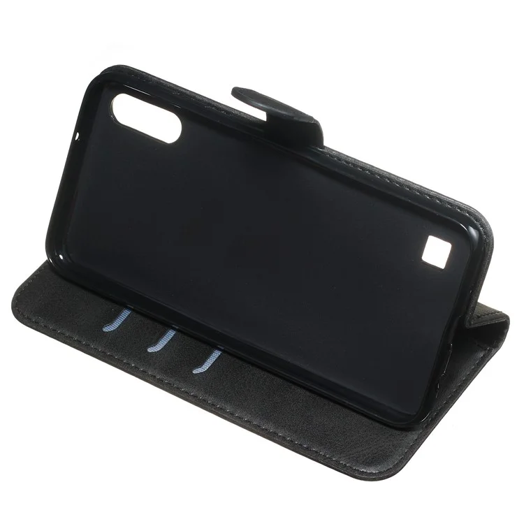 Caixa de Telefone de Couro de Bolso Com Zíper Para Samsung Galaxy A10/Galaxy M10 - Preto