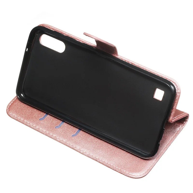 Zipper Pocket Wallet Stand Flip Leather Phone Case for Samsung Galaxy A10/Galaxy M10 - Rose Gold